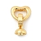 Brass Fold Over Clasps, Cadmium Free & Nickel Free & Lead Free, Heart, Real 18K Gold Plated, 21mm