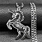 201 Stainless Steel Pendant Necklaces, Unicorn, Stainless Steel Color, 23.54 inch(59.8cm)