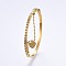 304 Stainless Steel Bangles, with Rhinestone, Heart, Golden, 5.8x4.8cm, 1.5~6mm