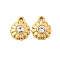 304 Stainless Steel Pendants, with Rhinestone, Flower Charms, Real 14K Gold Plated, Crystal, 11x9x3mm, Hole: 1.5mm