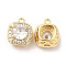 Brass and Clear Cubic Zirconia Pendants, Cadmium Free & Nickel Free & Lead Free, Square, Real 18K Gold Plated, 12x10x7mm, Hole: 1.4mm