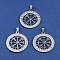 304 Stainless Steel Norse Viking Compass Amulet Pendants, Flat Round, Stainless Steel Color, 35x30x1.5mm, Hole: 8x3.5mm