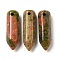 Natural Unakite Pointed Pendants, Faceted Bullet Shaped Charms, 20~20.5x6.5~7x6~6.5mm, Hole: 1.6mm