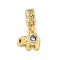 Brass Micro Pave Clear Cubic Zirconia Pendants, Real 18K Gold Plated, Rhinoceros, 18x5x3.5mm, Hole: 2mm