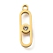 304 Stainless Steel Rhinestone Oval Pendants, Manual Polishing Cutting, Ion Plating(IP), Golden, 17.3x5x1.5mm, Hole: 1.2mm