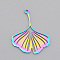 Ion Plating(IP) 201 Stainless Steel Pendants, Laser Cut, Ginkgo Leaf, Rainbow Color, 26x21.5x1mm, Hole: 1.5mm