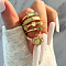 5Pcs Rectangle & Heart Alloy Enamel & Rhinestone Finger Rings Sets for Women, Golden, Inner Diameter: 17~18mm