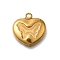 304 Stainless Steel Pendants, Heart wuth Butterfly Charm, Ion Plating(IP), Real 18K Gold Plated, 15.5x15.5x2.5mm, Hole: 1.5mm