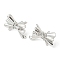 Bowknot Rack Plating Brass Stud Earrings, Long-Lasting Plated, Lead Free & Cadmium Free, Platinum, 19.5x25.5mm