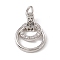 Brass Micro Pave Cubic Zirconia Charms, Cadmium Free & Lead Free, with Jump Rings, Double Ring Charms, Platinum, 15x10.5x3mm, Hole: 2.7mm