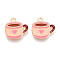Alloy Enamel Pendants, Coffee Cup with Heart Charm, Light Gold, PeachPuff, 17x16.7x1.2mm, Hole: 1.6mm