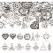 84Pcs 14 Styles Tibetan Style Alloy Pendants, Mixed Shapes, Antique Silver, 14~33x12~30x1.5~3mm, Hole: 1.2~2.2mm, 6pcs/style