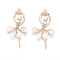Alloy Big Pendants, with Resin & Crystal Rhinestone, Faceted, Ballerina, Golden, Misty Rose, 59~60x30~31x4.5mm, Hole: 2.5mm