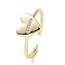 Clear Cubic Zirconia Heart Open Cuff Ring, Brass Jewelry for Women, Cadmium Free & Lead Free, Real 18K Gold Plated, US Size 6 1/4(16.7mm)