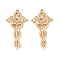 Brass Micro Pave Clear Cubic Zirconia Pendants, Cadmium Free & Nickel Free & Lead Free, Wing, Real 18K Gold Plated, 31.5x15.5x2mm, Hole: 1.5mm