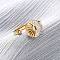 304 Stainless Steel with Rhinestone Cuff Rings, Ion Plating(IP), Flat Round with Evil Eye, Real 18K Gold Plated, 11.5mm, US Size 7 1/4(17.5mm)