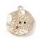 Brass Micro Pave Cubic Zirconia Pendants, Cadmium Free & Nickel Free & Lead Free, Flat Round, Real 18K Gold Plated, 22x19.5x2mm, Hole: 1.8mm