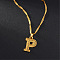 Brass Initial Pendant Necklaces, Golden, Letter P, 17.72 inch(45cm)