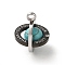 304 Stainless Steel Pendants, with Rhinestone and Resin, December Planet Charm, Word Thank You For Your Love, Stainless Steel Color & Black, 23x18x18mm, Hole: 3mm