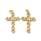 Rack Plating Brass Micro Pave Clear Cubic Zirconia Pendants, Long-Lasting Plated, Lead Free & Cadmium Free, Cross Charm, Religion, Real 18K Gold Plated, 38.5x23.5x2.5mm, Hole: 5x3.5mm