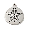 Non-Tarnish 201 Stainless Steel Pendants, Flat Round with Flower, Stainless Steel Color, 13.5x12x1mm, Hole: 1.4mm