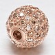 CZ латунные микро проложить кубического циркония круглых бусин ZIRC-L017-8mm-12RG-2