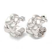 Латунные серьги-гвоздики в форме сердца EJEW-M228-03P
