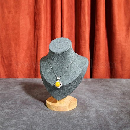 Подставки для ожерелья из бархатного бюста с деревянной основой ODIS-Q041-02A-02-1