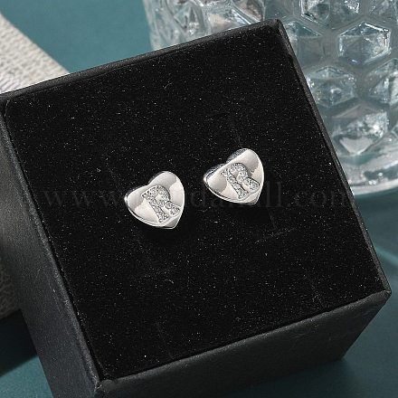 Серьги-гвоздики из латуни с микропаве из прозрачного кубического циркония EJEW-K299-01P-R-1
