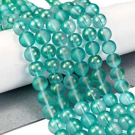 Нити матовых прозрачных стеклянных бусин GLAA-P065-10mm-08-1