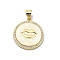 Brass Micro Pave Clear Cubic Zirconia Pendants, with Sythetic Opal, Flat Round, Cadmium Free & Lead Free, Real 18K Gold Plated, Lip, 21.5x19.5x2.5mm, Hole: 4x3.5mm