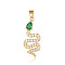 Brass Micro Pave Cubic Zirconia Pendants, Cadmium Free & Nickel Free & Lead Free, Snake Charms, Real 18K Gold Plated, 28x12x2.2mm