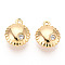 Brass Micro Pave Clear Cubic Zirconia Pendants, Flower Charms, Nickle Free, Real 18K Gold Plated, 11.8x9.5x4.1mm, Hole: 1mm