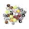 Handmade Polymer Clay Charms, Round with Ball Games, with Brass Findings, Platinum, 11x9.5x8mm, Hole: 1mm