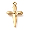 304 Stainless Steel Pendants, Cross Charm, Real 14K Gold Plated, 18.5x12x2mm, Hole: 0.9mm