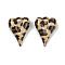 Opaque Resin Cabochons, Heart with Leopard Print, BurlyWood, 27x20x8.5mm, Hole: 3.5mm