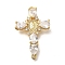 Rack Plating Brass Micro Pave Cubic Zirconia Links, Long-Lasting Plated, Cadmium Free & Lead Free, Cross with Virgin Mary Connector Charms, Clear, 40x24.5x7mm, Hole: 1.8mm