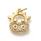 Rack Plating Brass Micro Pave Cubic Zirconia Pendants, Long-Lasting Plated, Lead Free & Cadmium Free, Zodiac Signs Charms, with Jump Ring, Cattle, 12x11x2mm
