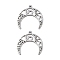 304 Stainless Steel Pendants, Laser Cut Double Horn Charms, Non-Tarnish, Stainless Steel Color, 17x18x1mm, Hole: 1mm