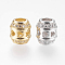 Brass Micro Pave Cubic Zirconia Beads, Barrel with Heart, Hollow, Mixed Color, 11x10mm, Hole: 4mm