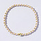 Korean Style Glass Seed & Brass Round Beaded Stretch Bracelets for Women, Lavender Blush, Inner Diameter: 6-1/2 inch(16.5cm)