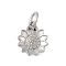 Brass Pendants, Sunflower Charms, with Jump Ring, Long-Lasting Plated, Lead Free & Cadmium Free, Platinum, 11.5x10x2.5mm, Hole: 3.5mm