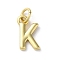Rack Plating Brass Charms, Cadmium Free & Lead Free, Long-Lasting Plated, Real 18K Gold Plated, Letter K, 12x7x1.5mm, Hole: 3.2mm