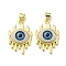 Real 18K Gold Plated Brass Pendants, Acrylic Evil Eye Charms, Eye, 26x17x6mm, Hole: 5x3.5mm