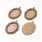 Zinc Alloy Pendant Settings for Cabochon & Rhinestone, DIY Findings for Jewelry Making, Lead Free & Cadmium Free & Nickel Free, Oval, Antique Bronze Color, 39x29x2mm, Hole: 2mm, Tray: 25x18mm