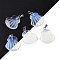 Opalite Pendants, Shell Shaped Charms with Platinum Plated Metal Snap on Bails, 24.5x20.5~21x5.5~6mm, Hole: 2x5.5mm