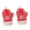 Resin Pendants, with Platinum Piated Iron Peg Bail, for Christmas'Day, Christmas Gloves, Red, 32.5x21x13.5mm, Hole: 2mm