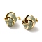 Real 18K Gold Plated Iron Enamel Stud Earrings for Women, with Brass Pin, Knot, Dark Sea Green, 21x20.5mm