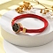 Constellation Nylon Cords Multi-strand Bracelets, Double Chain Jewelry for Women Men, with Golden Brass Findings & Enamel Charm, Red, Aries, 8 inch(20.3cm)