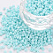 8/0 Opaque Glass Seed Beads, Round Hole, Frosted Colours, Round, Light Blue, 3~4x2~3mm, Hole: 0.8mm, about 333pcs/10g